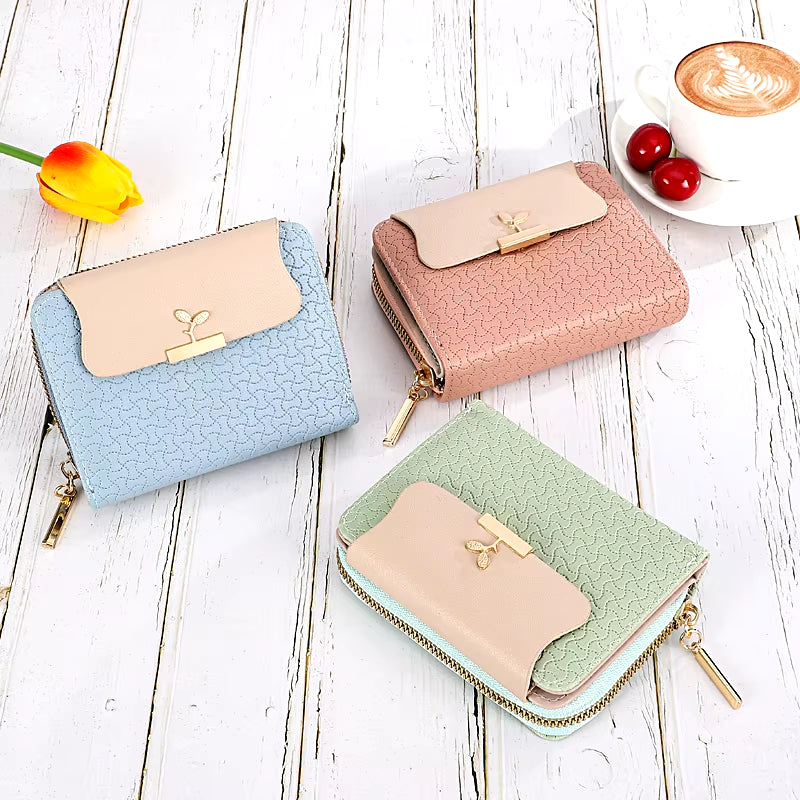 Women Wallets PU Leather Lady Zipper Moneybags Coin Purse Pocket ID Card Bag Woman Short Hasp Cute Wallet Billfold Purses