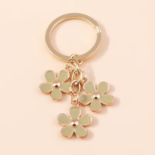 Aihua 40 Colors Cute Plant Keychain Enamel Sakura Flower Keyring for Women Girl Handbag Pendant Car Key Holder DIY Jewelry Gifts