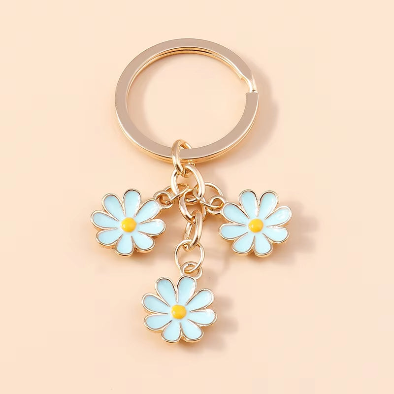 Aihua 40 Colors Cute Plant Keychain Enamel Sakura Flower Keyring for Women Girl Handbag Pendant Car Key Holder DIY Jewelry Gifts