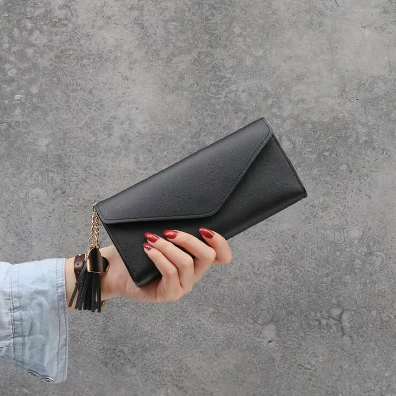 2023 Fashion Women Wallets Zipper Purses Black Light Gray Red Long Section Clutch Wallet Soft PU Leather Money Bag