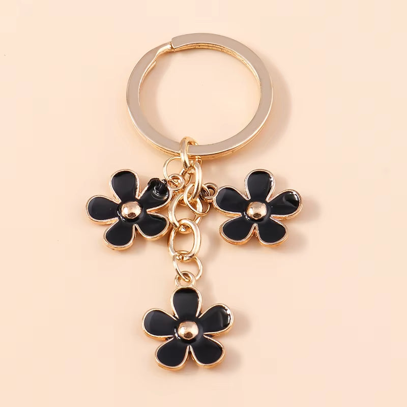 Aihua 40 Colors Cute Plant Keychain Enamel Sakura Flower Keyring for Women Girl Handbag Pendant Car Key Holder DIY Jewelry Gifts