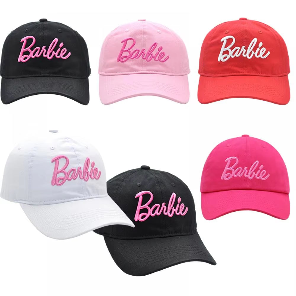 New Kawaii Barbie Letters Embroidered Baseball Cap Anime Cartoon Fashion Summer Adjustable Sun Caps Outdoor Casual Peaked Hat