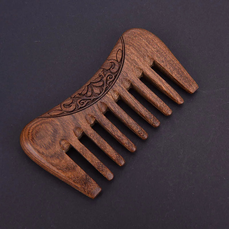 "Revitalize Your Hair with Our Natural Ebony Anti-Static Massage Comb - Portable, Wide-Toothed, and Made from Solid Wood!"